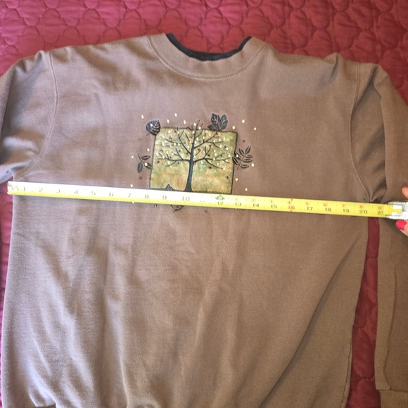 Vintage TOP STITCH  by Morning Sun Women's Sweatshirt Size Medium‎ Tan/Brown - Picture 3 of 9
